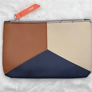 3/$12 Ipsy Glam Bag November 2020 - Navy/Brown/Cream Color Block